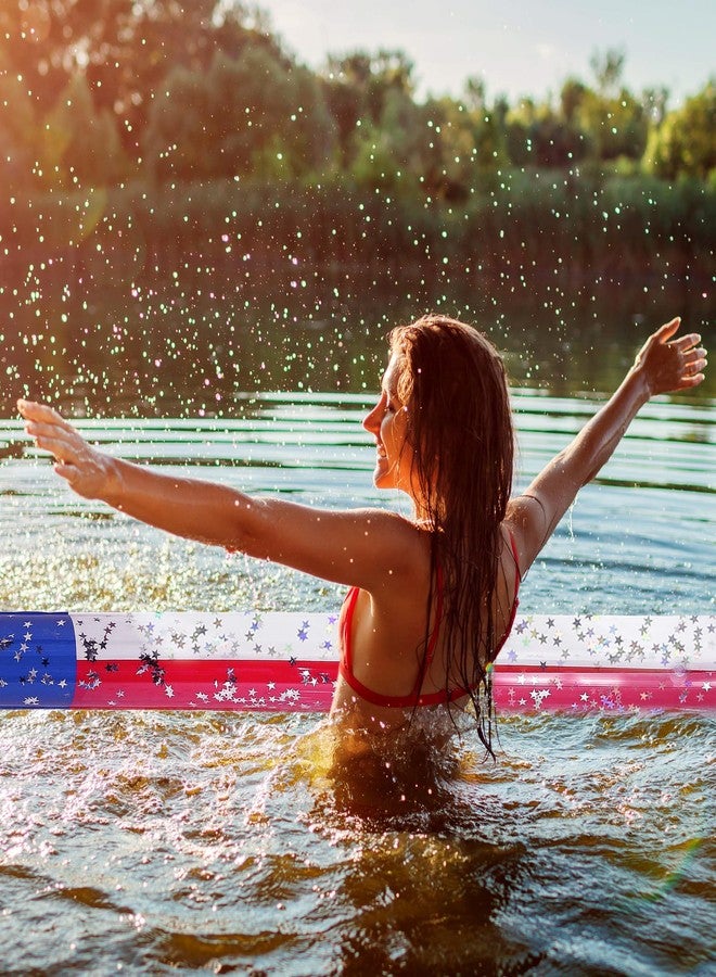 POZA 2 Pack Jumbo Texas Flag Inflatable Pool Noodle Floats - Premium Luxurious Patriotic Pool Toys with Sparkly Silver Star Confetti for Adults and Kids - 74 Inch - Image 5