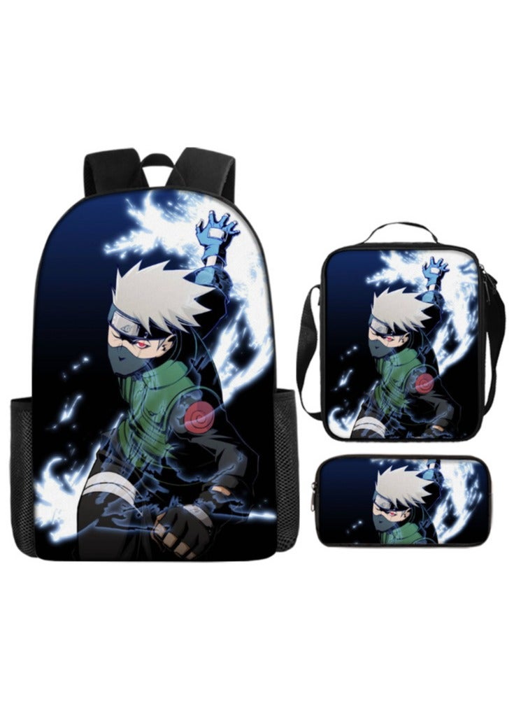 Naruto Cartoon Anime Student Backpack Three-Piece Set 29*42*16cm