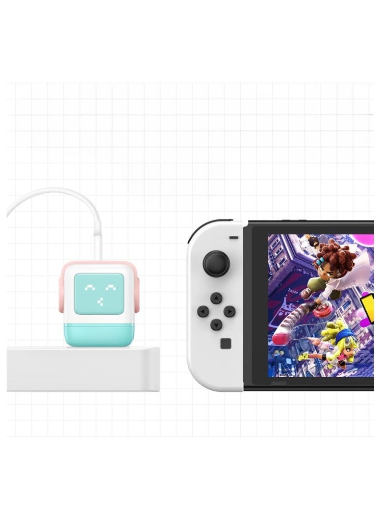 يو جرين شاحن 65 وات USB C 3 منافذ Nexode 65 وات GaN شاشة LED شاحن سريع ومدمج ومضحك من النوع C محول طاقة لجهاز MacBook / HP / Dell / Lenovo iPhone 16 Pro Max Galaxy S25 Ultra Steam Deck - وردي أزرق - Image 4