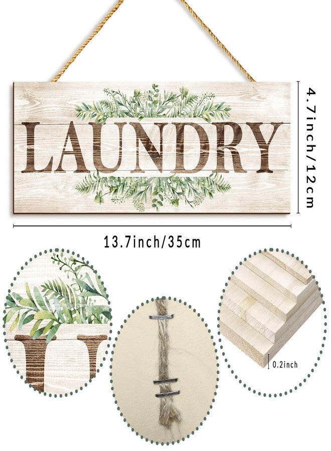 VGICH Laundry Sign Wall Decor, Kitchen Wall Art with Plant Print, Rustic Farmhouse Wall Hanging Plaque Home Kitchen Decorative (Laundry) - Image 2