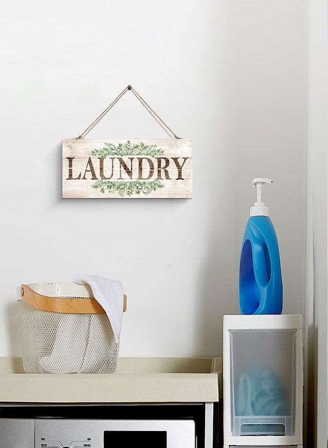 VGICH Laundry Sign Wall Decor, Kitchen Wall Art with Plant Print, Rustic Farmhouse Wall Hanging Plaque Home Kitchen Decorative (Laundry) - Image 3