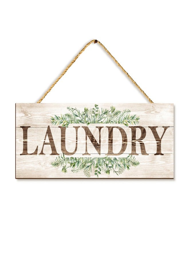 VGICH Laundry Sign Wall Decor, Kitchen Wall Art with Plant Print, Rustic Farmhouse Wall Hanging Plaque Home Kitchen Decorative (Laundry) - Image 1