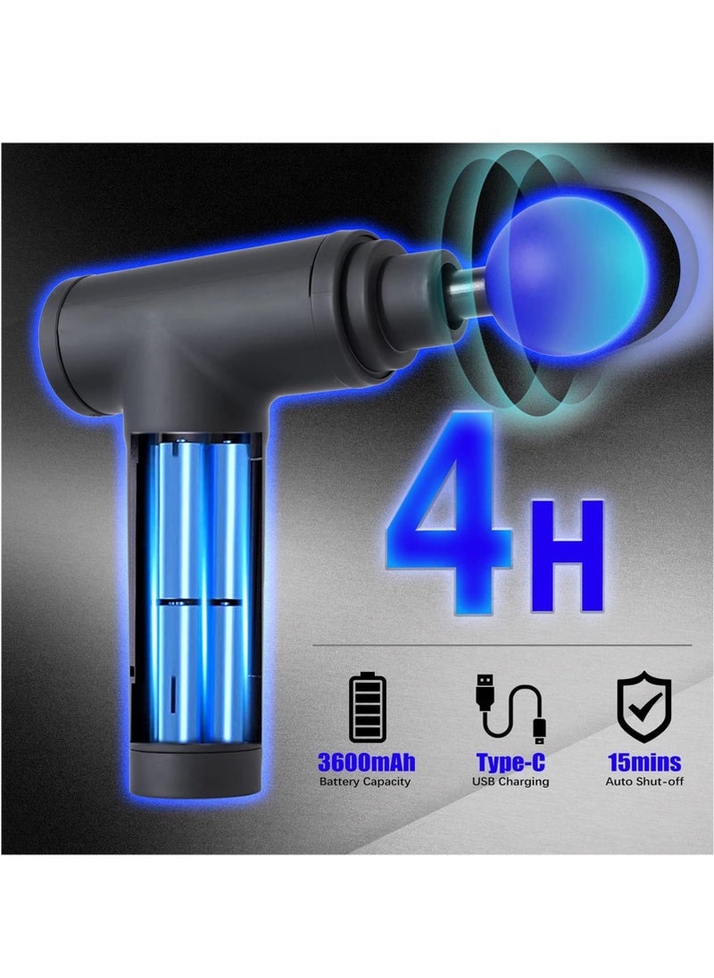 ELTRAZONE Portable Deep Tissue Muscle Massage Gun with 6 Adjustable Speeds & 4 Interchangeable Heads – Cordless Handheld Percussion Massager for Back, Neck, Shoulder & Leg Pain Relief – Super Quiet Electric Massage Gun for Men & Women – Ideal for Fitness Recovery & Stress Relief  - Image 3
