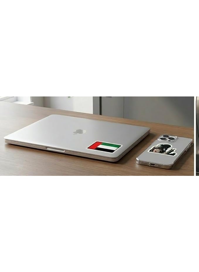 MIRFA Small Vinyl Waterproof Stickers Pack (4 Pieces) – Jet Fighter, UAE Flag & Inspirational Quotes by HH Sheikh Mohammed "حصــنتك بــسـم الله يــا وطـن" and "لحمتنا مره" - Image 4