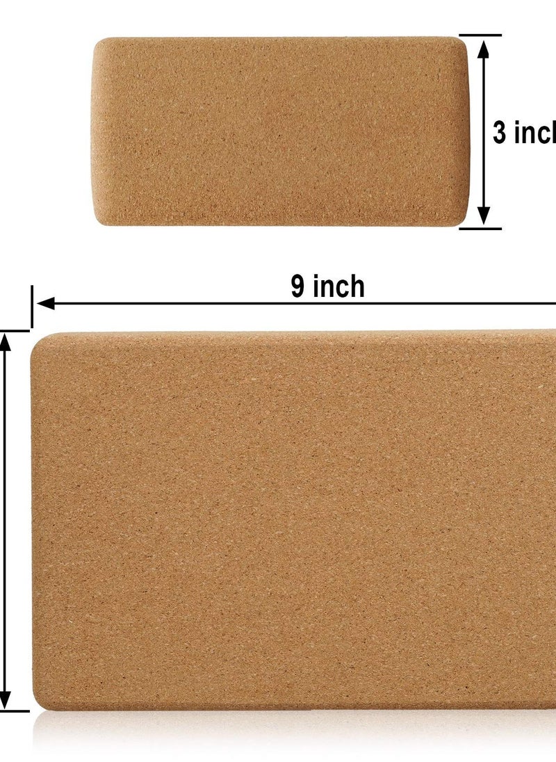 Excefore - Cork Wood Yoga Blocks, Set of 2, Support Bricks for Deeper Poses, Strength, Balance, and Flexibility, Size: 9 x 5.9 x 3 inches - Image 1
