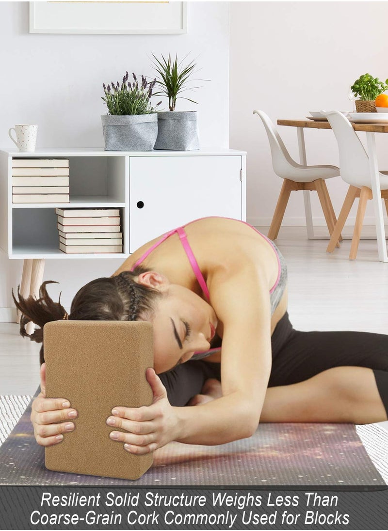 Excefore - Cork Wood Yoga Blocks, Set of 2, Support Bricks for Deeper Poses, Strength, Balance, and Flexibility, Size: 9 x 5.9 x 3 inches - Image 1