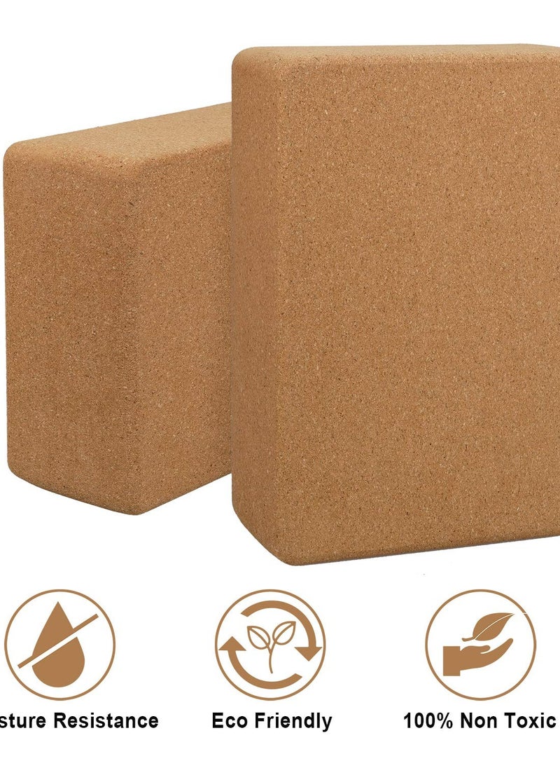 Excefore - Cork Wood Yoga Blocks, Set of 2, Support Bricks for Deeper Poses, Strength, Balance, and Flexibility, Size: 9 x 5.9 x 3 inches - Image 1
