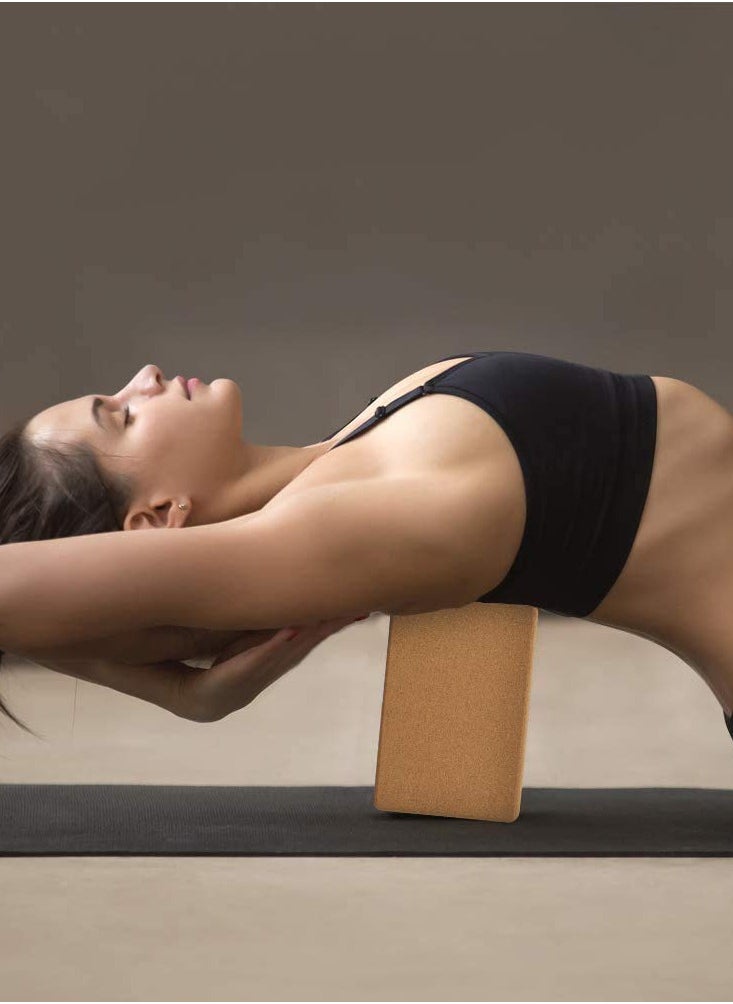 Excefore - Cork Wood Yoga Blocks, Set of 2, Support Bricks for Deeper Poses, Strength, Balance, and Flexibility, Size: 9 x 5.9 x 3 inches - Image 1