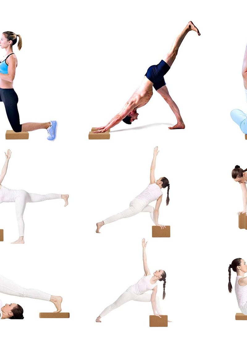 Excefore - Cork Wood Yoga Blocks, Set of 2, Support Bricks for Deeper Poses, Strength, Balance, and Flexibility, Size: 9 x 5.9 x 3 inches - Image 1