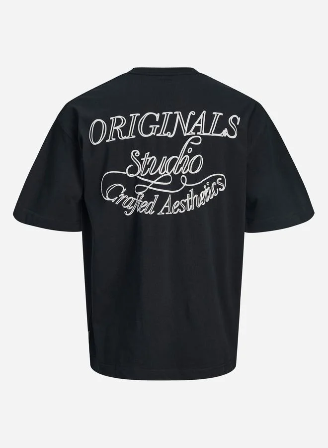 JACK & JONES Black Crew Neck Back Graphic T-Shirt