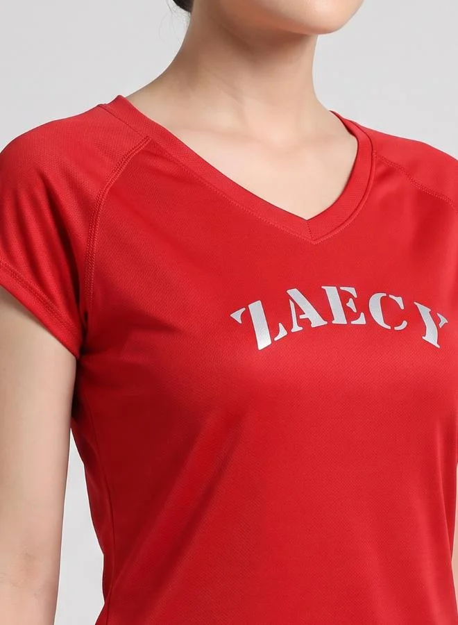 Zaecy Bold Red Women's V-neck T-shirt for Women | Best Price UAE