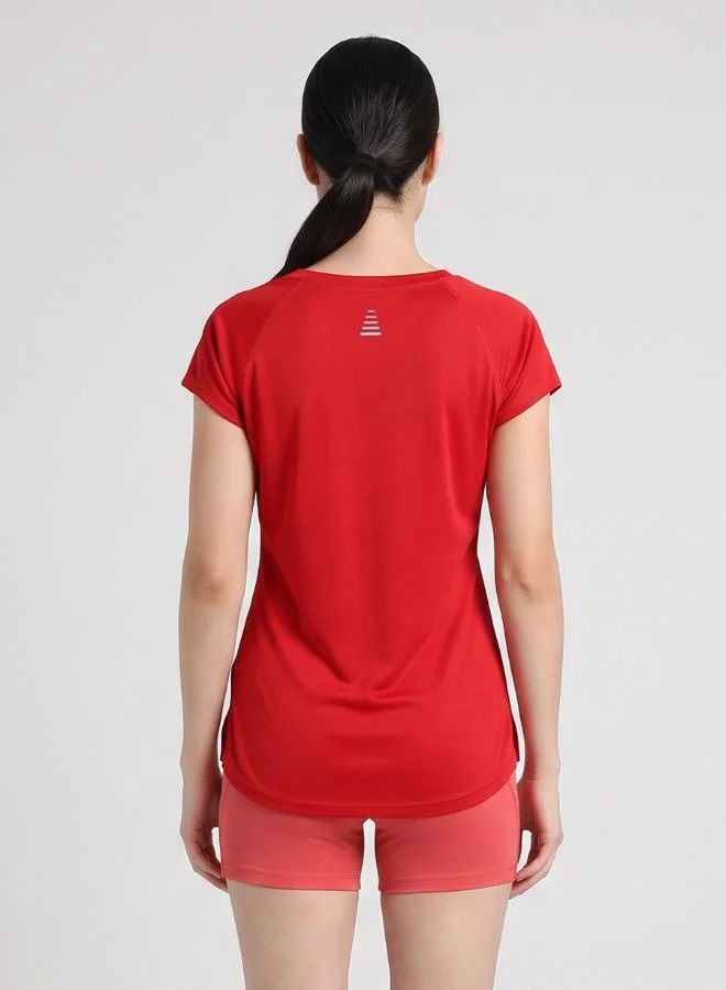 Zaecy Bold Red Women's V-neck T-shirt for Women | Best Price UAE