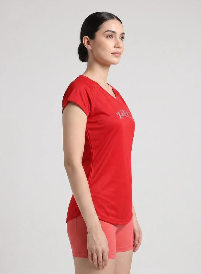 Zaecy Bold Red Women's V-neck T-shirt for Women | Best Price UAE