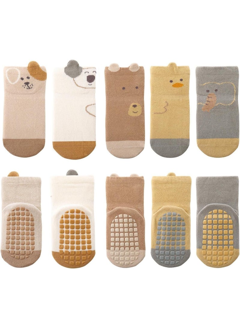 كيلا 5 أزواج من الجوارب غير القابلة للانزلاق للأطفال الصغار مع قبضة جوارب للأطفال البنات والأولاد