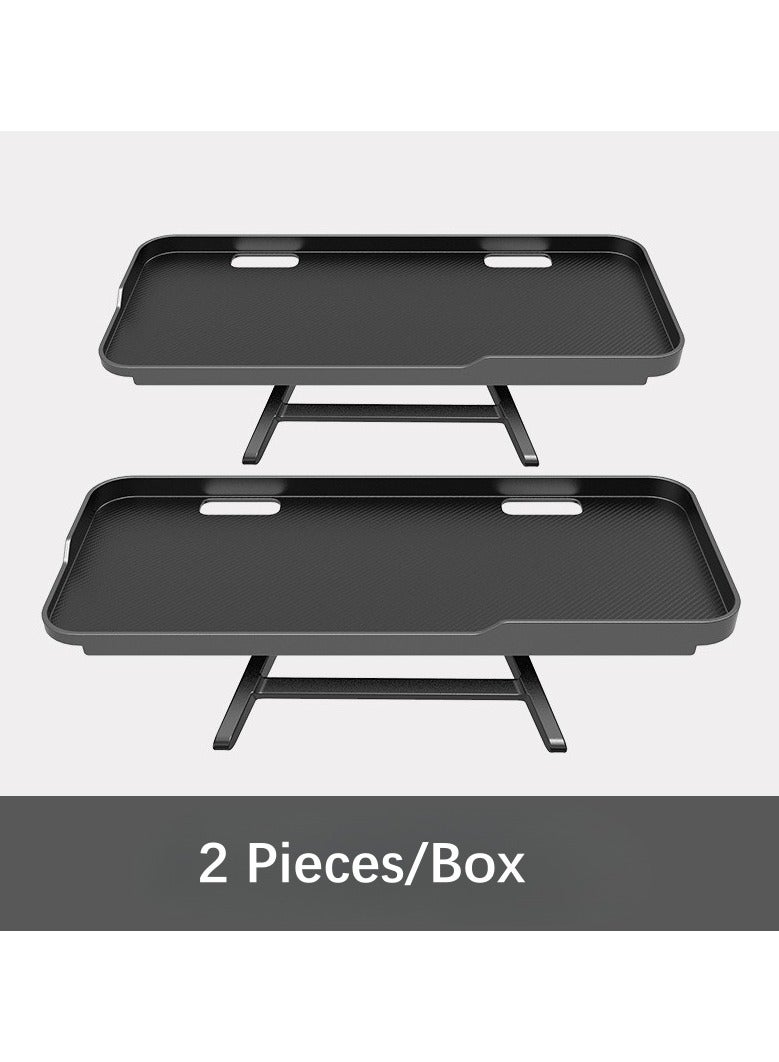 رف علوي للشاشة (قطعتان)، رف علوي للتلفزيون، حامل تخزين مع فتحات للتعليق ومنصة غير قابلة للانزلاق، تركيب سريع بدون حفر (أسود) - Image 1