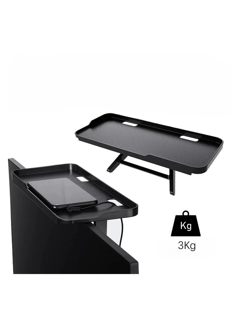 رف علوي للشاشة (قطعتان)، رف علوي للتلفزيون، حامل تخزين مع فتحات للتعليق ومنصة غير قابلة للانزلاق، تركيب سريع بدون حفر (أسود) - Image 3