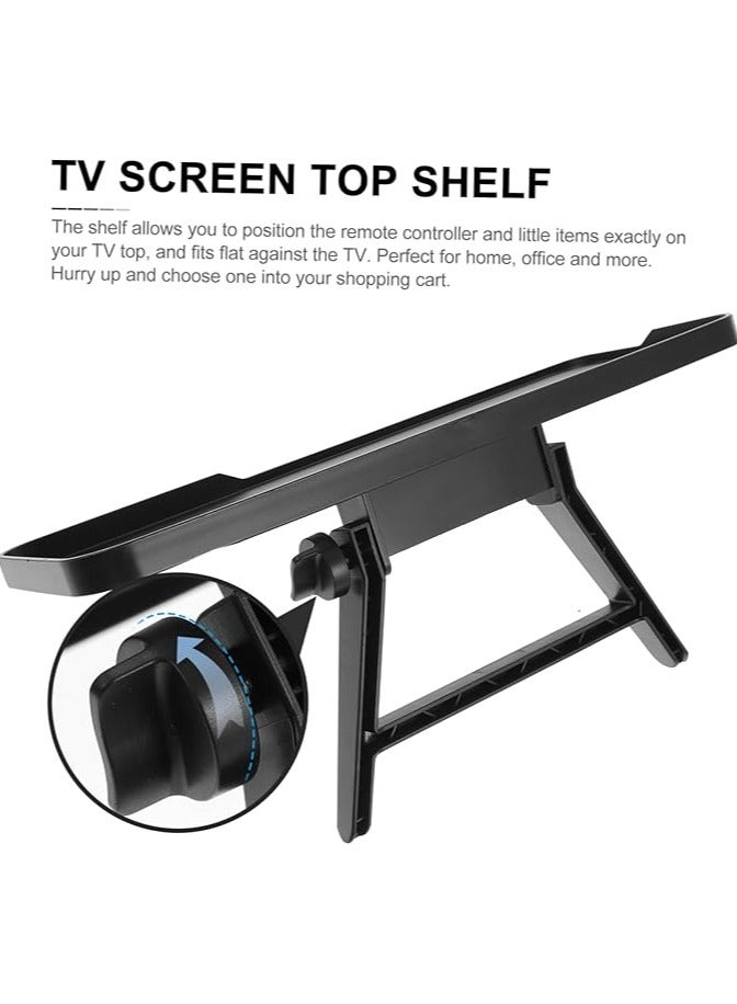 رف علوي للشاشة (قطعتان)، رف علوي للتلفزيون، حامل تخزين مع فتحات للتعليق ومنصة غير قابلة للانزلاق، تركيب سريع بدون حفر (أسود) - Image 5