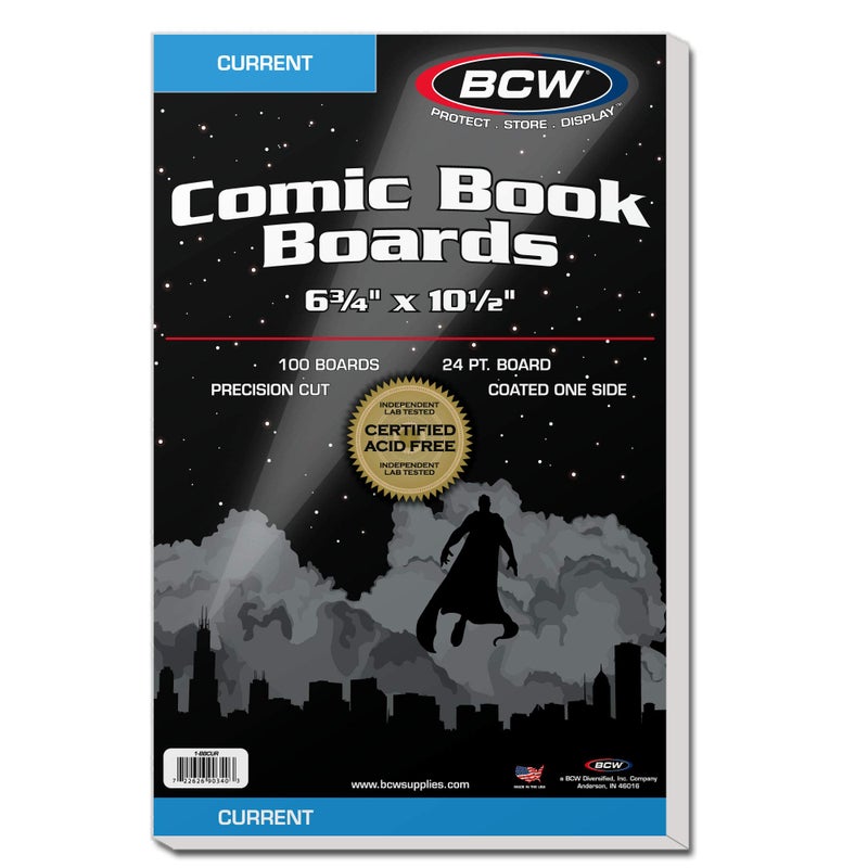 BCW Current Comic Book Backing Boards 100 Pack 24 pt Coated Buffered with 3 Calcium Carbonate Precision Cut for Current Comic Bags LongTerm Comic Book Storage - Image 2