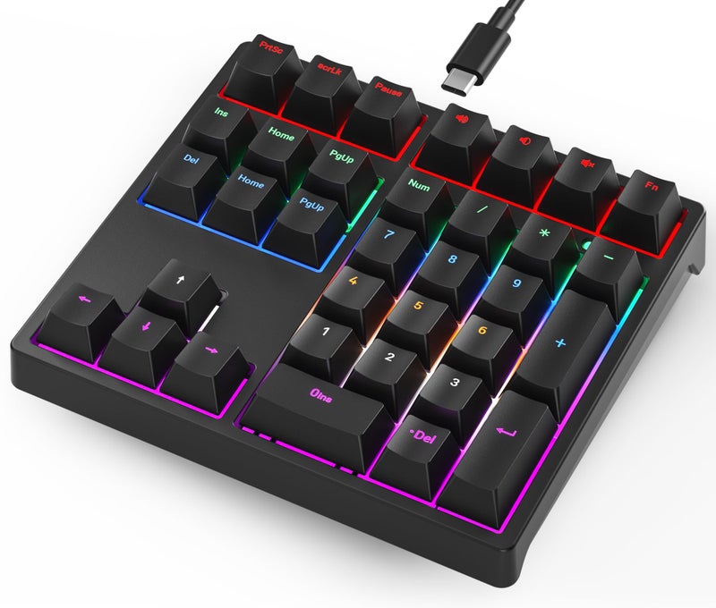 Gurjot Number Pad, Mechanical USB Wired Numeric Keypad with RGB LED Backlit,34 Keys Numpad Keyboard with PBT Keycaps Blue Switches for Windows/Mac Laptop,Computer,Desktop,PC,Notebook (Black) - Image 1