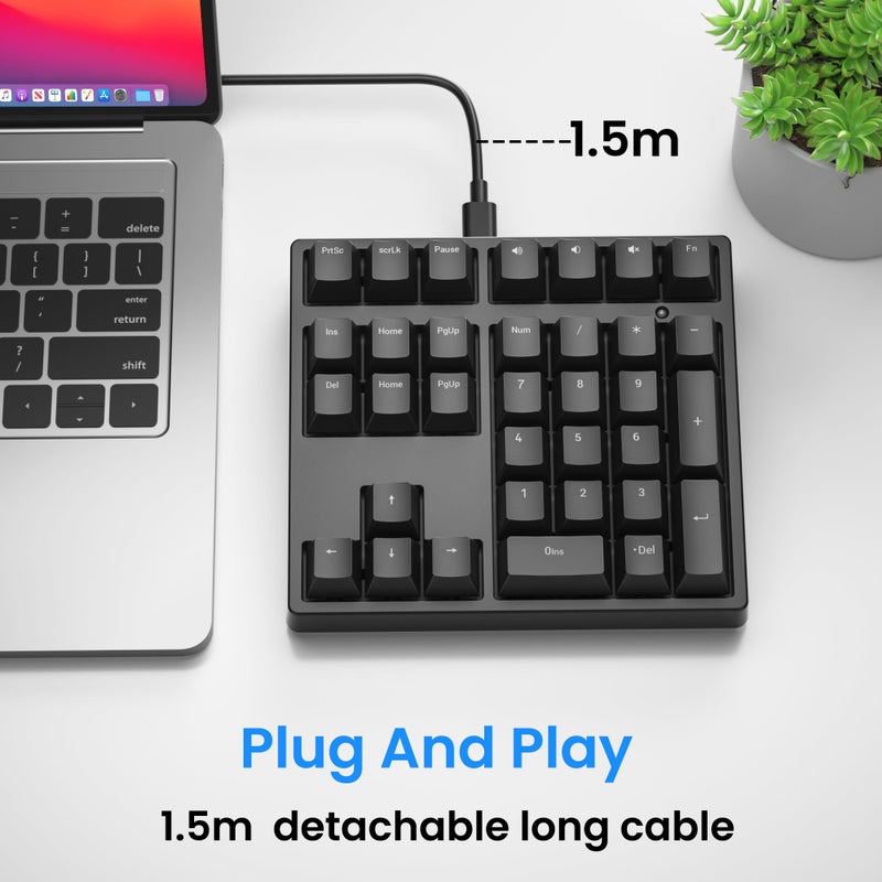 Gurjot Number Pad, Mechanical USB Wired Numeric Keypad with RGB LED Backlit,34 Keys Numpad Keyboard with PBT Keycaps Blue Switches for Windows/Mac Laptop,Computer,Desktop,PC,Notebook (Black) - Image 5
