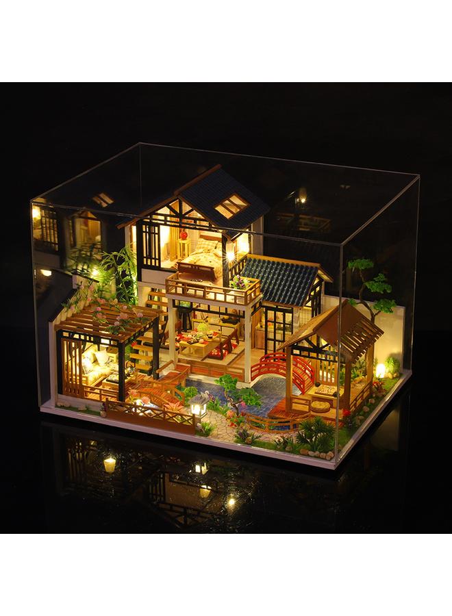 الأزرق جي دبليو كوخ DIY الغابة Yuanju خشبي مصنوع يدويًا ، نموذج فيلا فناء صيني قديم ، هدية إبداعية - Image 1