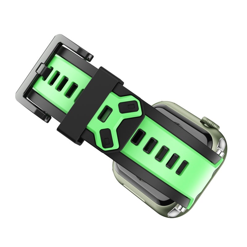 Two-Color Silicone Watch Band For Apple Watch Ultra 49mm&Watch Ultra 2 49mm / Series 9&8&7 45mm / SE 3&SE 2&6&SE&5&4 44mm / 3&2&1 42mm(Black Mint Green)