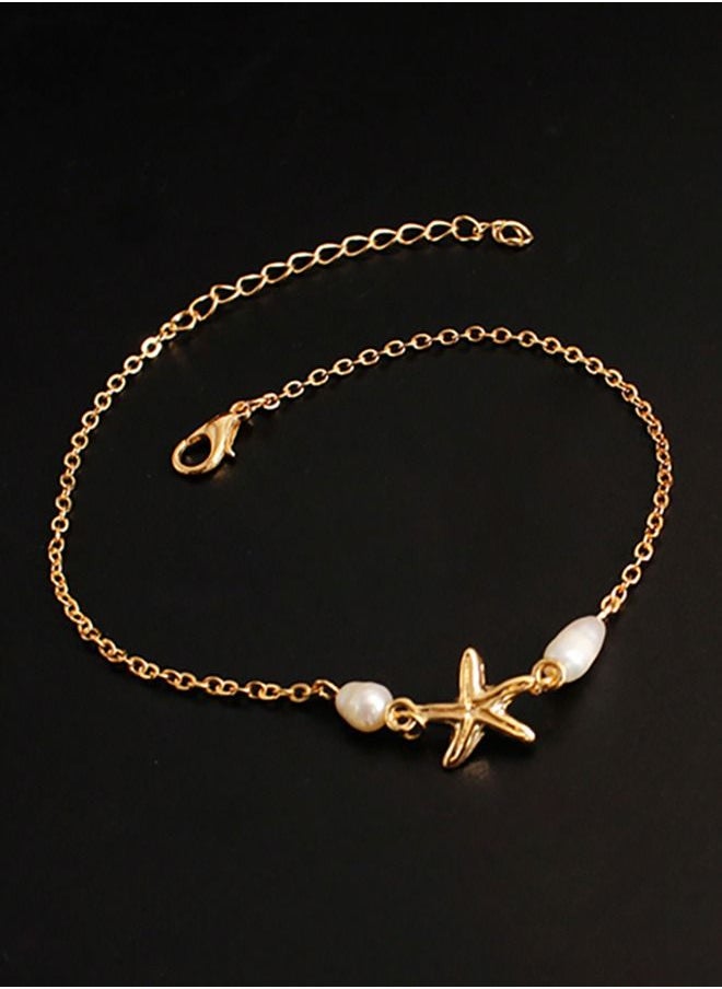 Generic - Starfish Pearl Chain Anklet - Image 1