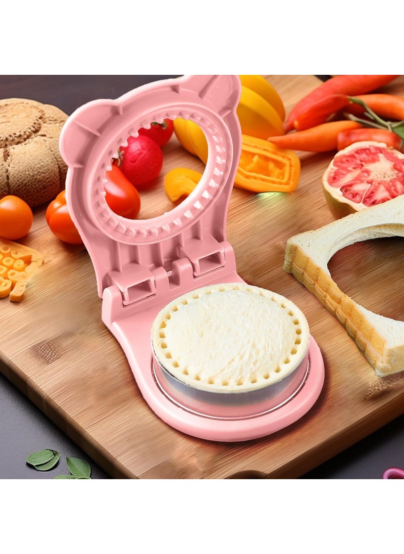JuneJour Junejour Sandwich Press Uncrustables for Kids 4 inch Round Shape Sandwich Cutter and Sealer, Crustless Sandwich Press Mold Cookie Bread Pancake Maker for Boys Girls Lunch (C - Round - Nordic Pink)  - Image 4