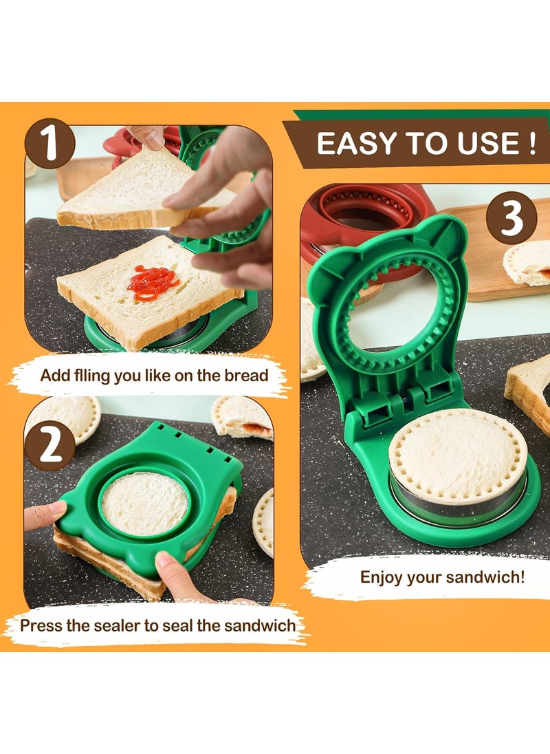 JuneJour Junejour Sandwich Press Uncrustables for Kids 4 inch Round Shape Sandwich Cutter and Sealer, Crustless Sandwich Press Mold Cookie Bread Pancake Maker for Boys Girls Lunch (C - Round - Nordic Pink)  - Image 3