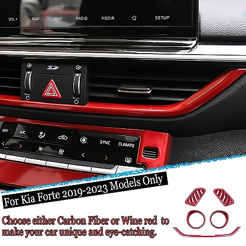 MUXEE for Kia Forte 2019-2024 5PCS ABS Wine red Center Contro Airconditioning Vent Frame Dashboard Upper Wind Outlet Cover Trims Stickers Dashboard Left Right Air Vent Outlet Trim - Image 4