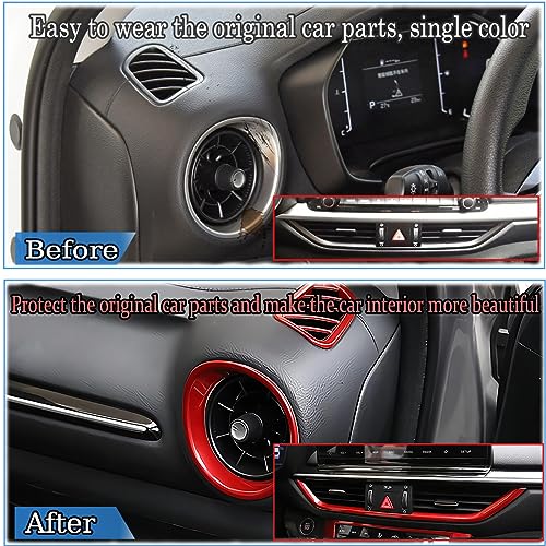MUXEE for Kia Forte 2019-2024 5PCS ABS Wine red Center Contro Airconditioning Vent Frame Dashboard Upper Wind Outlet Cover Trims Stickers Dashboard Left Right Air Vent Outlet Trim - Image 3