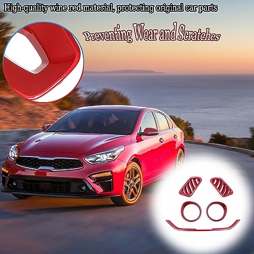 MUXEE for Kia Forte 2019-2024 5PCS ABS Wine red Center Contro Airconditioning Vent Frame Dashboard Upper Wind Outlet Cover Trims Stickers Dashboard Left Right Air Vent Outlet Trim - Image 5