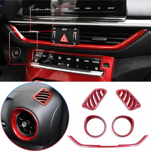 MUXEE for Kia Forte 2019-2024 5PCS ABS Wine red Center Contro Airconditioning Vent Frame Dashboard Upper Wind Outlet Cover Trims Stickers Dashboard Left Right Air Vent Outlet Trim - Image 1