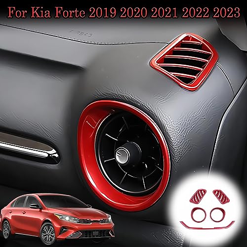 MUXEE for Kia Forte 2019-2024 5PCS ABS Wine red Center Contro Airconditioning Vent Frame Dashboard Upper Wind Outlet Cover Trims Stickers Dashboard Left Right Air Vent Outlet Trim - Image 2