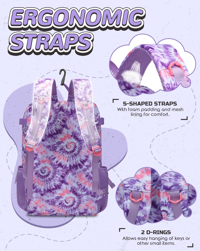 FOKDUVB Baseball Softball Gear Bag Backpack for Boys Girls Ages 8-12 12-14 Large Kids Youth Bat Bag with Ventilated Shoe Compartment Baseball Softball Players Stuff Supplies (Light Purple, Tie-Dye) - Image 5