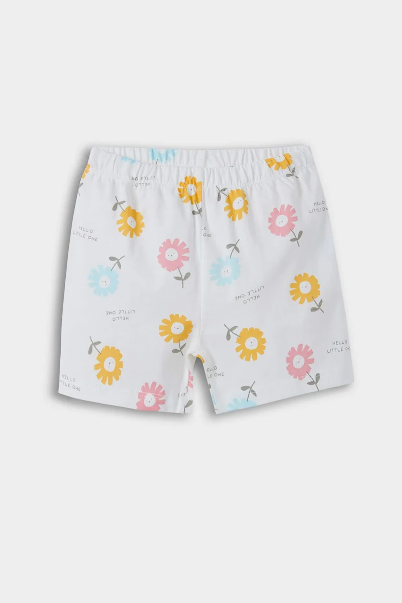 ديفاكتو Baby Girl Floral Cotton Top Shorts 2 Piece Pyjamas Set