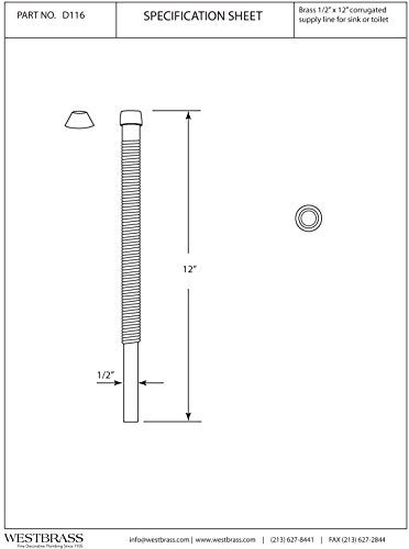 Westbrass D11603 12 x 12 Corrugated Riser Supply LIne for Faucet and Toilet Polished Brass - Image 3