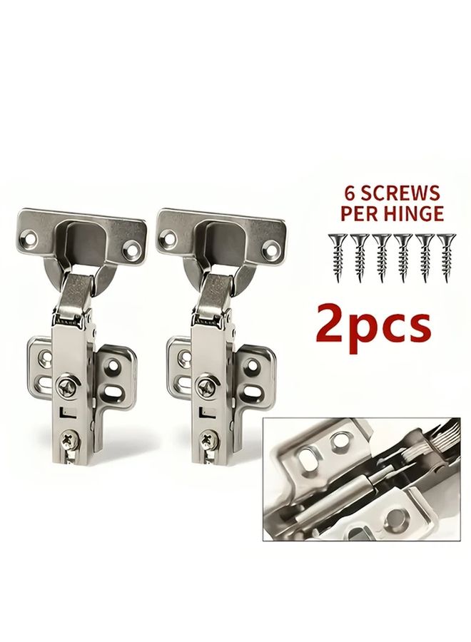 4pcs Classic Hydraulic Hinges with Built In Buffering Silent Close For Frameless Kitchen Cabinet Wardrobe Door Furniture Automatic Close Mechanism Invisible Hidden Small Hinge 24 Screws Included - Image 1