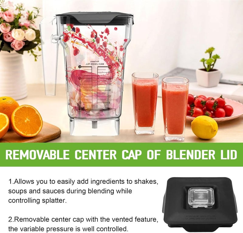 غطاء خلاط قابل للقفل بديل لبرطمانات Blendtec التجارية Wildside وFourside، أغطية خلاط مع غطاء مركزي قابل للإزالة، غطاء برطمان Wildside بديل لمنع تناثر السوائل أثناء الخلط - Image 3