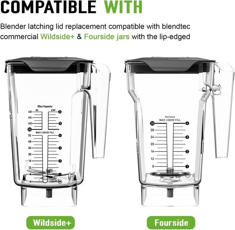 غطاء خلاط قابل للقفل بديل لبرطمانات Blendtec التجارية Wildside وFourside، أغطية خلاط مع غطاء مركزي قابل للإزالة، غطاء برطمان Wildside بديل لمنع تناثر السوائل أثناء الخلط - Image 2