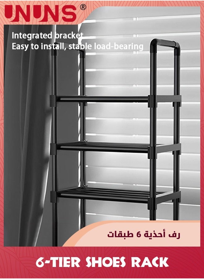UNUNS - 6-Tier Shoe Rack,Double-row Holds 20-24 Pairs Vertical Free Standing Shoe Rack,Tall Boots Organizer Shelf For Wall,Entryway,Garage,Closet,Bedroom,Black - Image 1