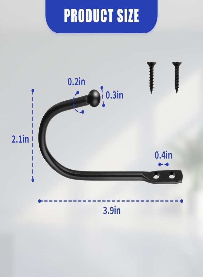 Gaahkai 12PCS Curtain Tie Back Hooks, Metal Curtain Holdbacks Side Tiebacks Wall Mounted with Screws, Black - Image 2