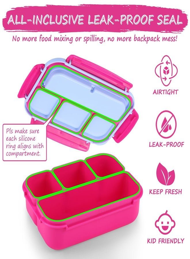QQKO Bento Box for Kids Adults, School Toddler Lunch Box for Boys Girls, Lunch Box Containers with 4 Compartments, Sauce Container, Utensils, Food Picks and Muffin Cups for School, Pink Blue - Image 5