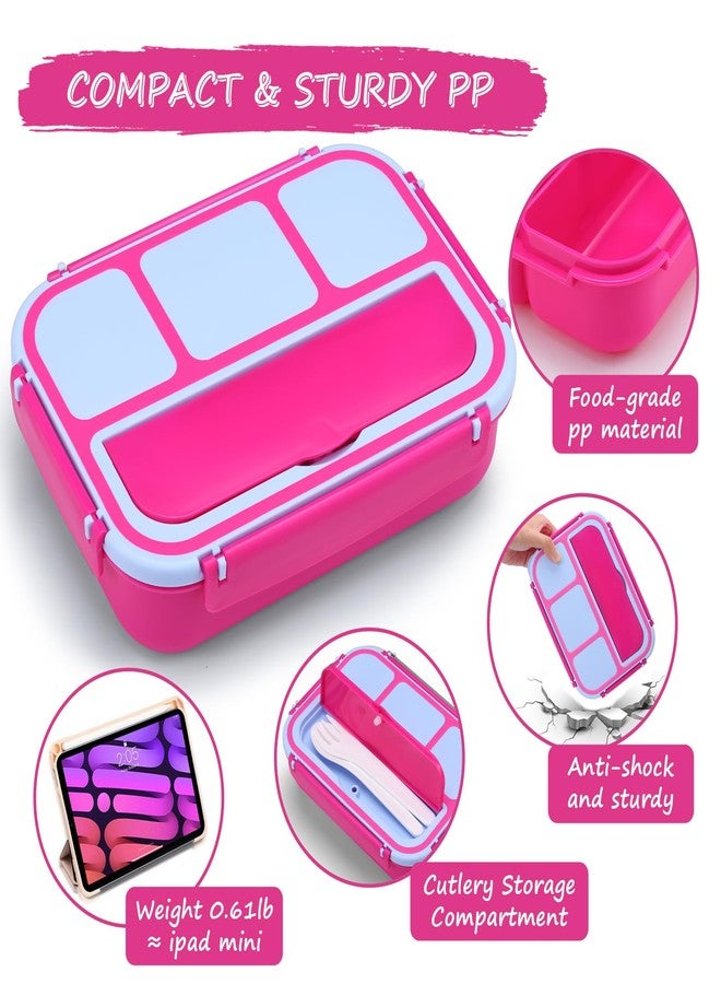 QQKO Bento Box for Kids Adults, School Toddler Lunch Box for Boys Girls, Lunch Box Containers with 4 Compartments, Sauce Container, Utensils, Food Picks and Muffin Cups for School, Pink Blue - Image 4