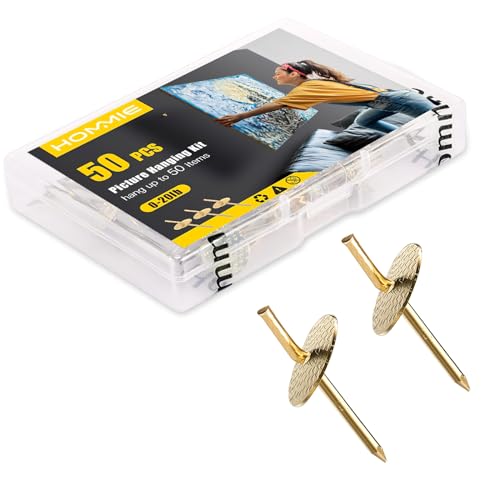 Hommie Assorted One Step Picture Hangers Iron Alloy Nail Hooks 20lbs Photo Picture Frame Hangers Professional Plaster Picture Hanging Kit on Wooden/Drywall (20bls 50pcs) - Image 1