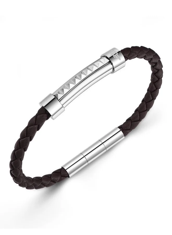 POLICE Geometric Metal Bracelet For Men Silver Color