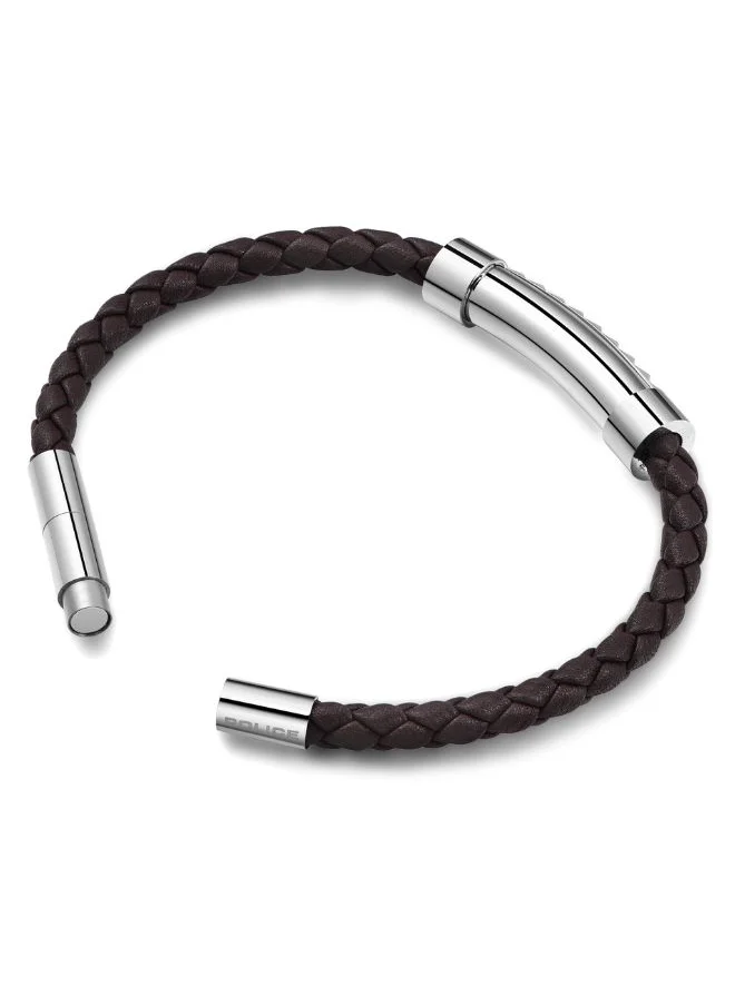 POLICE Geometric Metal Bracelet For Men Silver Color