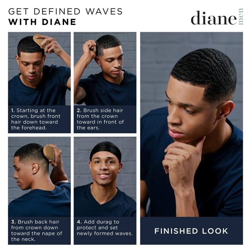 Diane Reinforced Boar Bristle Military Wave Brush for Men and Barbers â€“ Hard Bristles for Thick to Coarse Hair â€“ Use for Detangling, Smoothing, Wave Styles, Restore Shine and Texture - Image 4