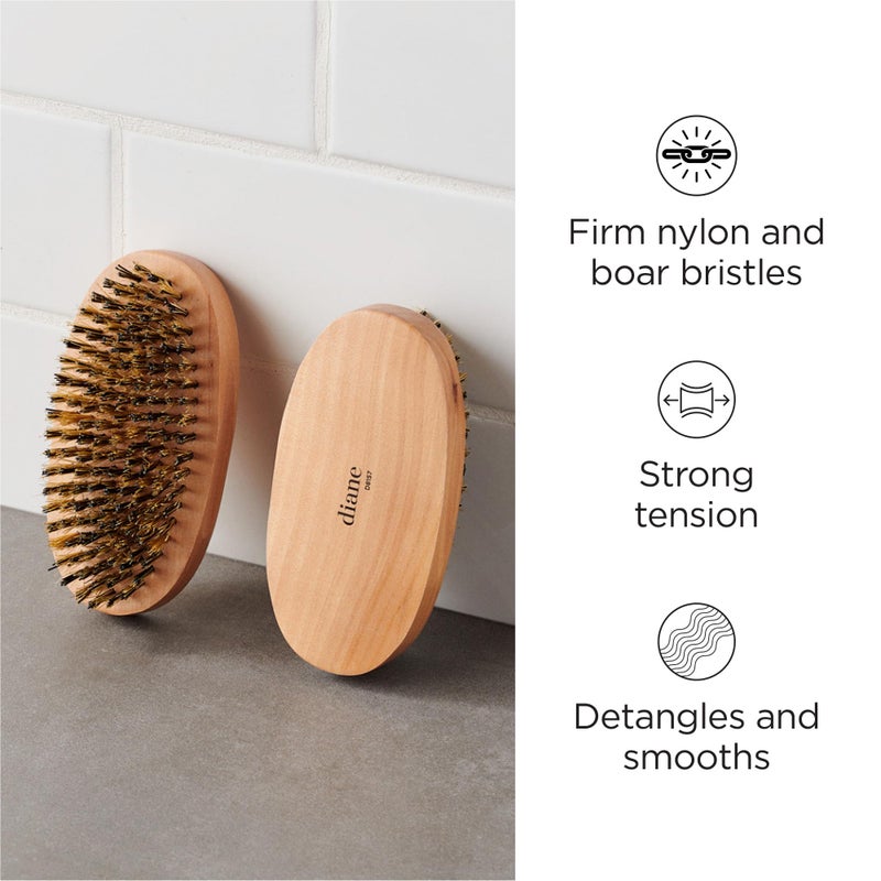 Diane Reinforced Boar Bristle Military Wave Brush for Men and Barbers â€“ Hard Bristles for Thick to Coarse Hair â€“ Use for Detangling, Smoothing, Wave Styles, Restore Shine and Texture - Image 2