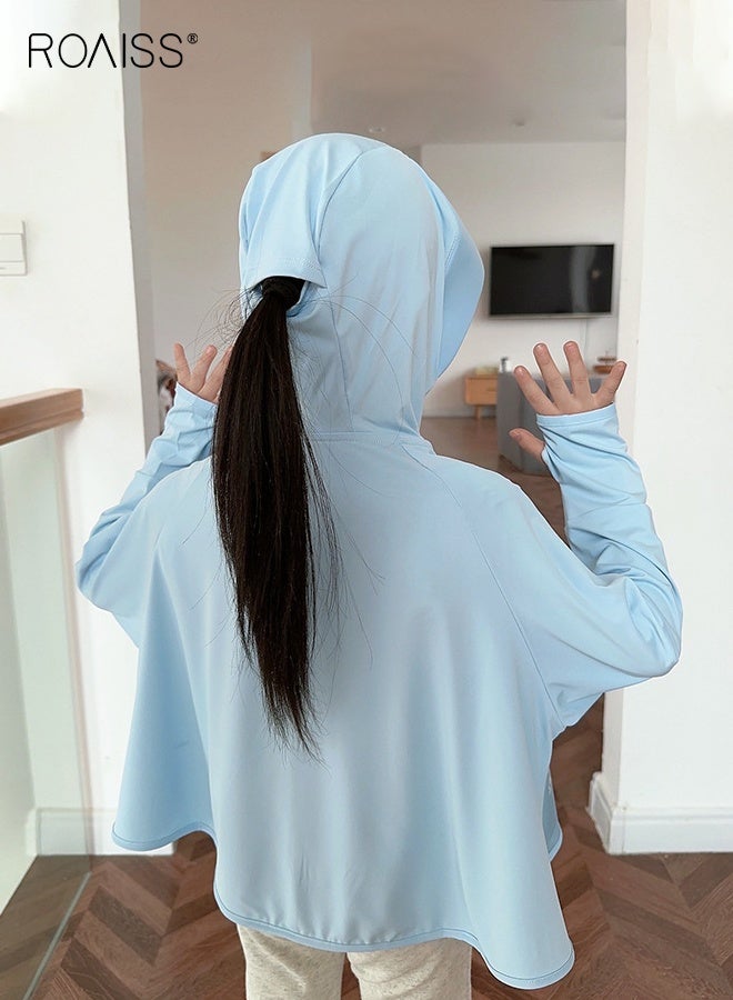 roaiss Kids Sun Protection Jacket with Thumb Holes, Breathable Athletic Hoodie with Zip Closure and Adorable Patterns, Cooling Lightweight Shirts, Suitable for Any Outdoor Play  - Image 2